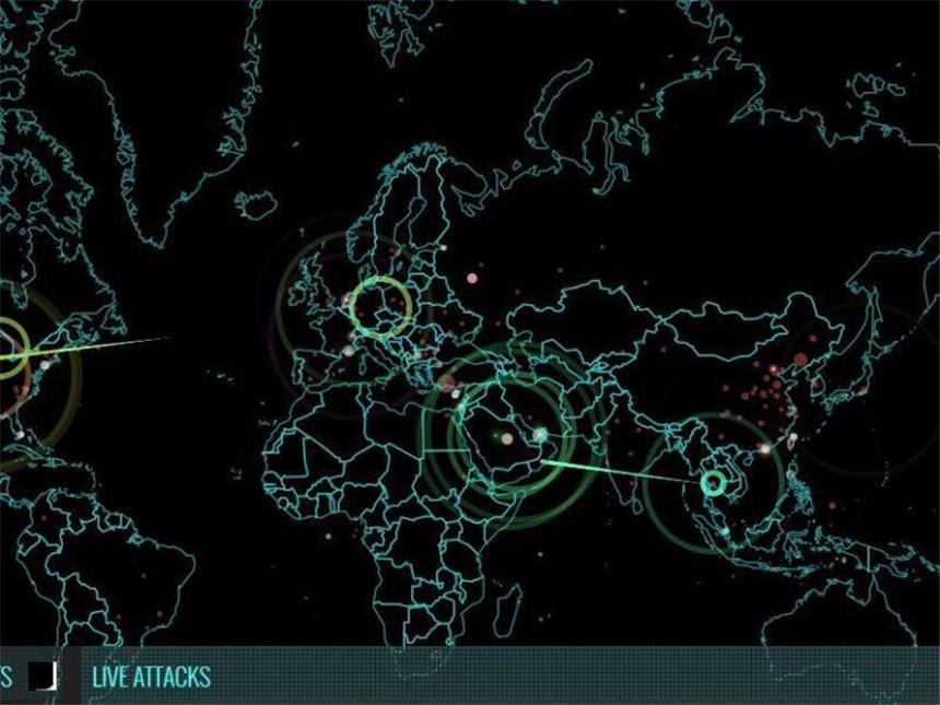 Das unsichtbare Schlachtfeld: Karte zeigt Hacker-Angriffe Unter der Oberfläche brodelt es: Eine Live-Karte macht Cyberattacken über weltweite Datennetze sichtbar. Foto: map.norsecorp.com