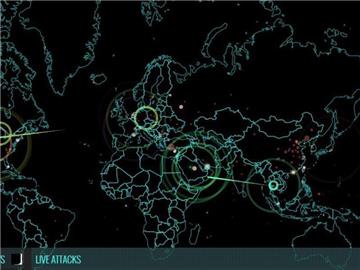 Unter der Oberfläche brodelt es: Eine Live-Karte macht Cyberattacken über weltweite Datennetze sichtbar. Foto: map.norsecorp.com