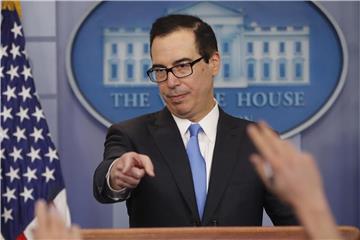 US-Finanzminister Steve Mnuchin bei einem Pressebriefing des Weißen Hauses in Washington. Foto: Pablo Martinez Monsivais/AP/Archiv