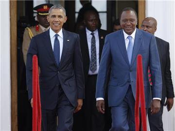 US-Präsident Barack Obama und sein kenianischer Amtskollege Uhuru Kenyatta in Nairobi. Foto: Dai Kurokawa