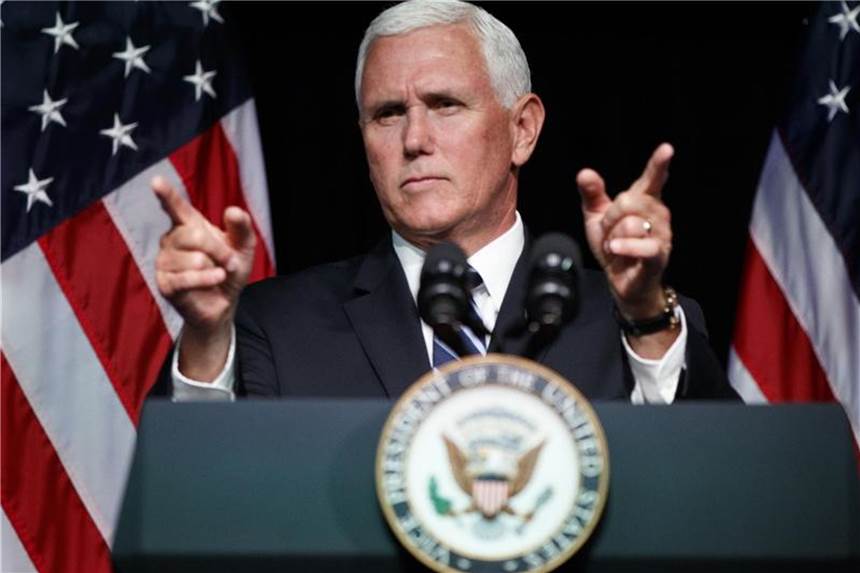US-Vizepräsident Mike Pence bei der Vorstellung der Pläne für eine „Space Force“ im Pentagon. Foto: Evan Vucci/AP