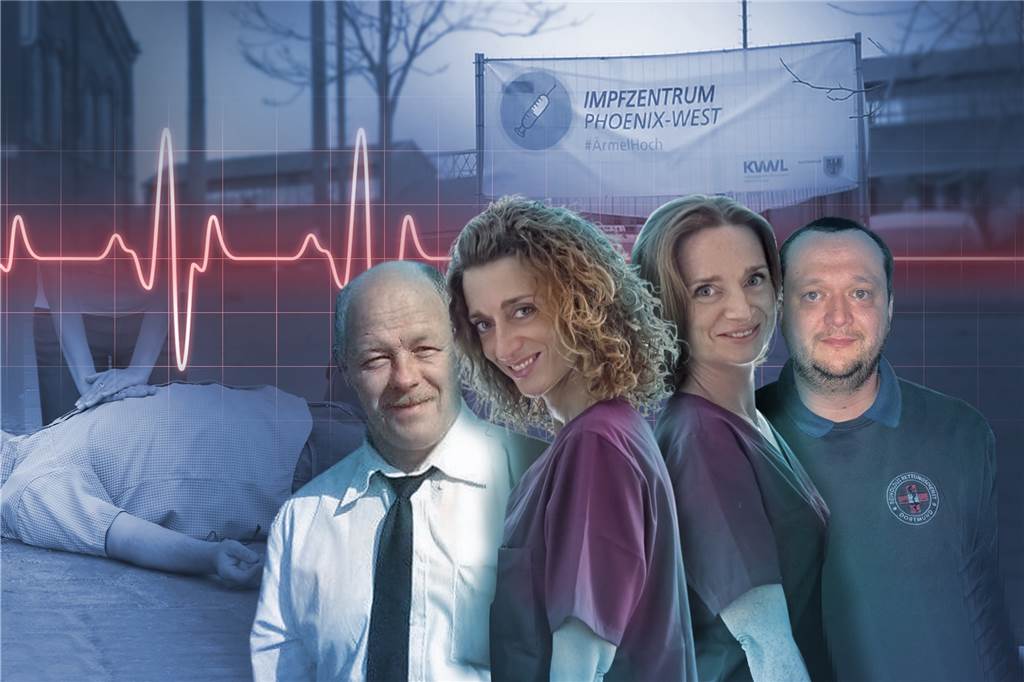 Lebensretter aus Dortmund: Besondere Helden aus 2021 und ihre Geschichten Uwe Grote, Dr. Monika Kolski, Dr. Magdalena Kolski und Dennis Kirschbaum (v.l.) haben am 27. März dem 81-jährigen Henner Aff das Leben gerettet.