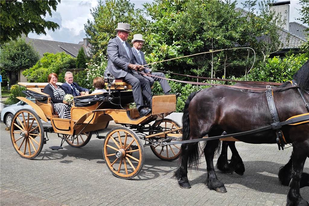 Viele befreundete Vereine aus Alstätte und Umgebung sind zum Jubiläum des Schützenvereins Schmäinghook gekommen. Alleine 15 Kutschen fuhren durch den Ort.