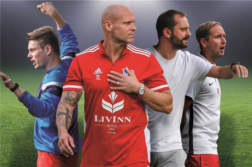 Der kommende Landesliga-Meister muss aus Dortmund kommen Vier Trainer, vier ambitionierte Teams: (v.l.) Sebastian Didion, Thorsten Legat, Giovanni Schiattarella und Sascha Rammel