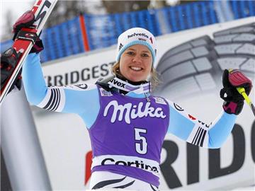 Viktoria Rebensburg freute sich über den dritten Platz in der Abfahrt. Foto: Andrea Solero