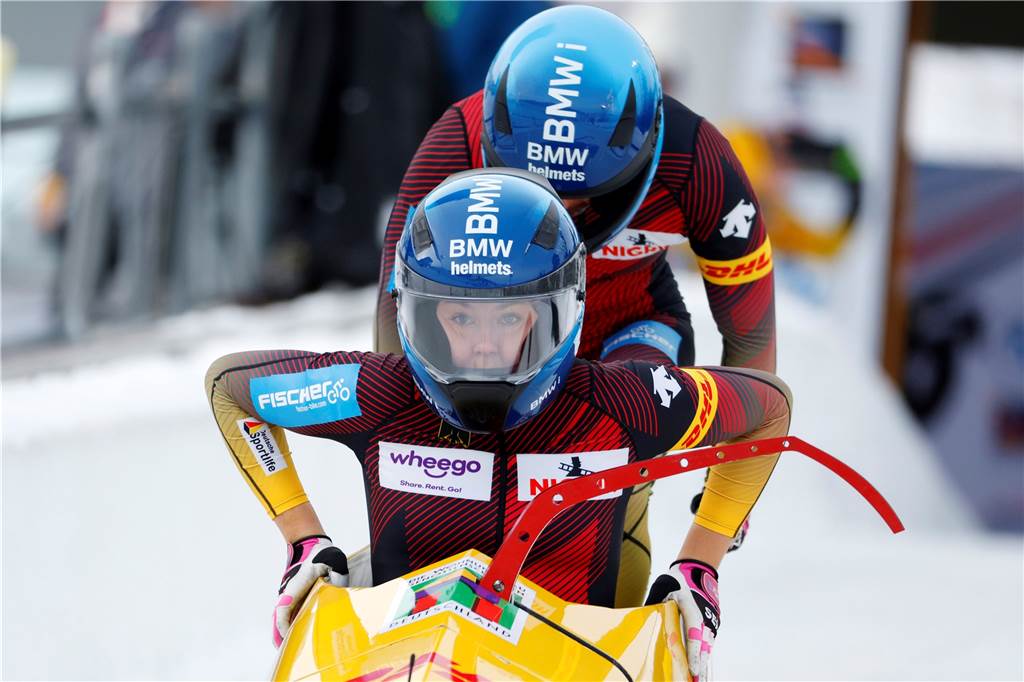 Weltcup in Park City: Laura Nolte besiegt Schmerz und rast aufs Podium Laura Nolte im Zweierbob