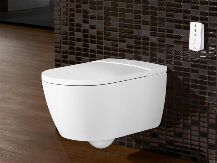Schlaue Technik im Haus für Ältere Von außen sieht es aus wie eine normale Schüssel: Das ViClean-I 100 von Villeroy&Boch ist ein Dusch-WC, das individuell per Fernbedienung einstellbar ist. Foto: Villeroy&Boch/dpa-tmn