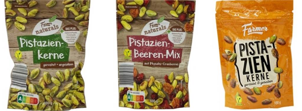 Aldi und Kaufland rufen Produkte zurück : Schimmelpilzgift in Pistazien Verpackungsbilder der zurückgerufenen Produkte.