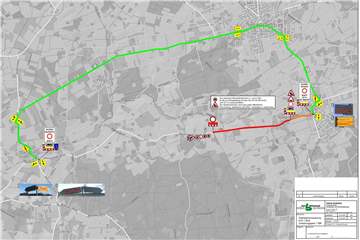 Von der Kreisgrenze bis Erle wird die Marienthaler Straße (rot markiert) zurzeit saniert. Die empfohlene Umleitungsstrecke (grün) führt über Raesfeld.
