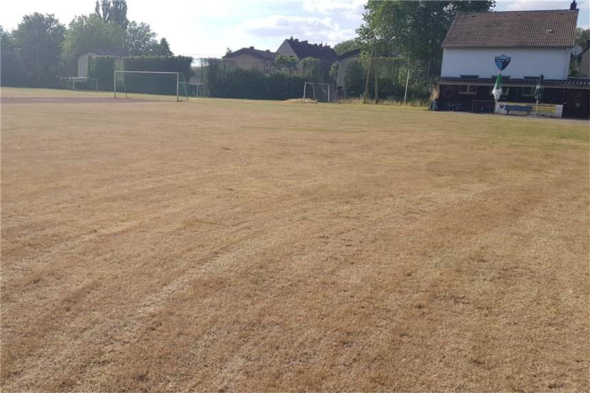 Juli 2019: Sportplatz an der Vördestraße hat sein sattes Grün verloren Von einem grünen Rasen ist auf dem Sportplatz des VfR Rauxel an der Vördestraße derzeit nichts mehr zu sehen.