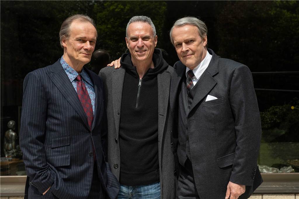 Dreharbeiten in der Gemeinde - Das Schloss Nordkirchen dient wieder als Filmkulisse Von links: Edgar Selge als Golo Mann, Regisseur Dror Zahavi und Sven-Eric Bechtolf als BertholdBeitz