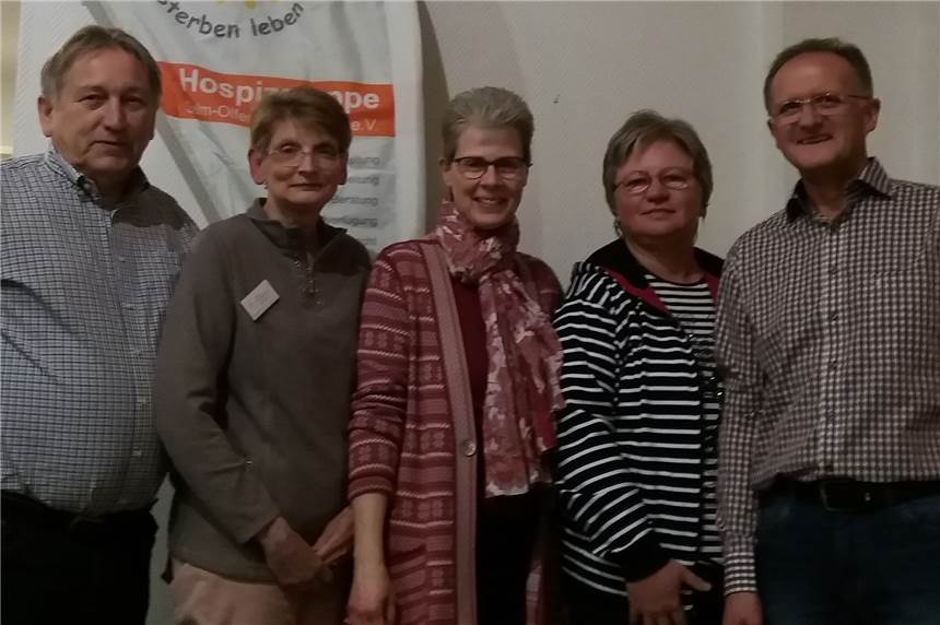 Hospizgruppe stellt bei Mitgliederversammlung vor, was der Verein 2018 geleistet hat Von links nach rechts: Claus Goetsch, Marion Koch-Gersdorf, Dr. Antje Münzenmaier, Dagmar Tennhoff, Dieter Niechcial
