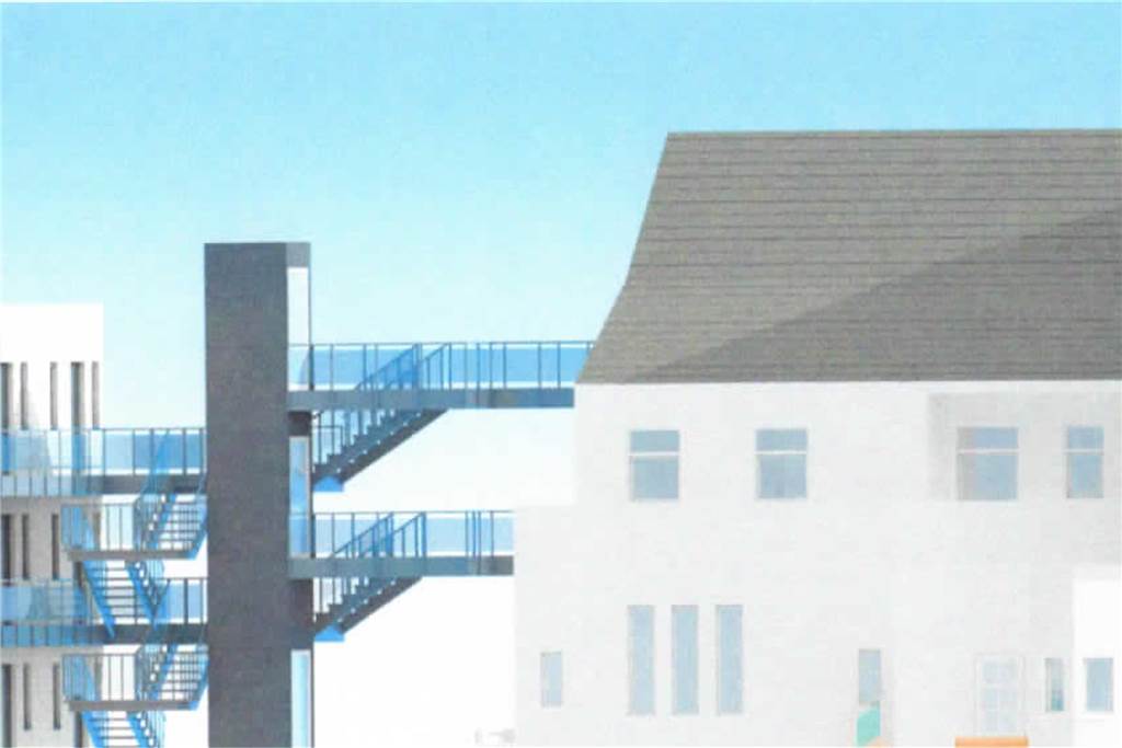 Selmer Hof: Architekt plant Wohngenossenschaft und Bürgerkneipe Von Osten würde der luftige Übergang zwischen Alt und Neu erkennbar.