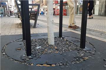 Vor allem die Baumscheiben und die Regenrinnen in der neu gepflasterten Lippestraße sind mit achtlos weggeworfenen Zigarettenstummeln verschandelt.
