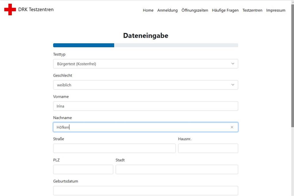 Selbstversuch: So läuft ein Corona-Schnelltest im Olfener Testzentrum ab Vor jedem Besuch in einem der DRK-Testzentren im Kreis Coesfeld muss man sich online registrieren.