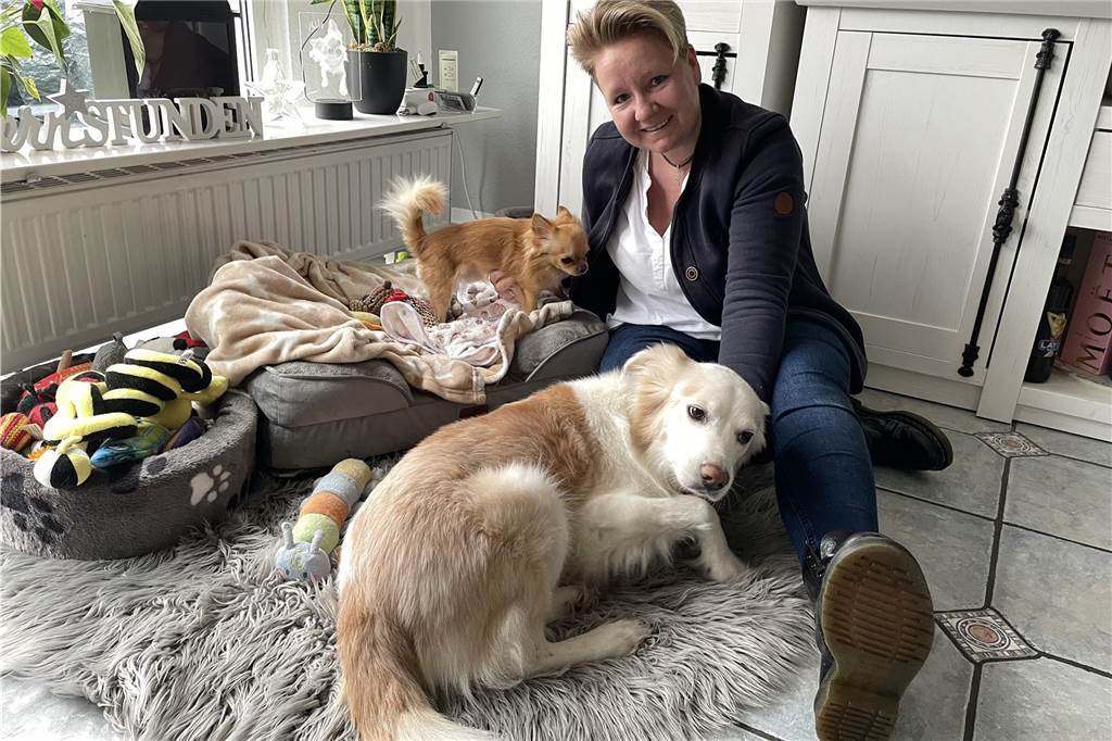 Familie feiert nach Fuchs-Attacke zweimal im Jahr Hunde-Geburtstag Ramona Marquard mit ihrem Chihuahua Eddy, der vor einem Jahr von einem Fuchs angegriffen wurde, und Hündin Kimba.