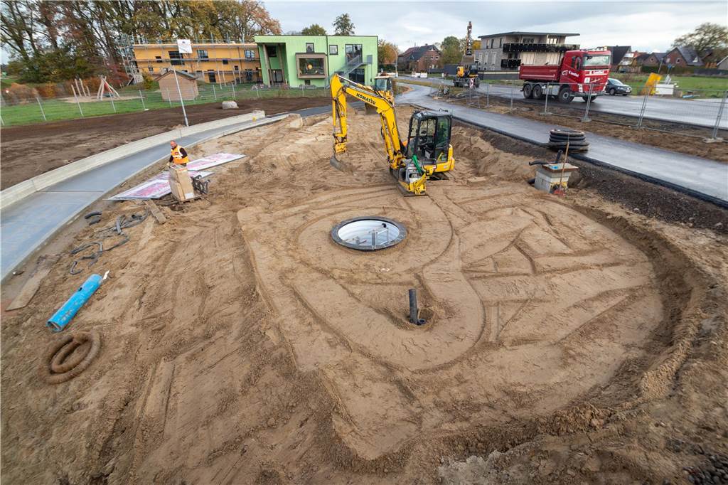 Bald wird auch das letzte Stück der Ringstraße saniert Die Gaxelino Baustelle von oben.