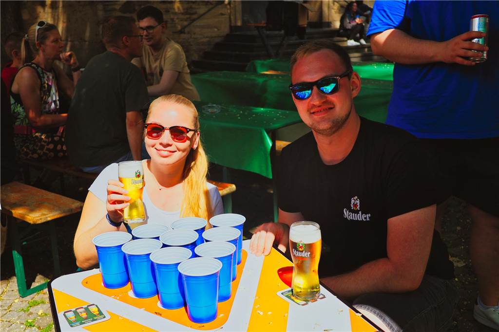 Während der Bierbörse in Dorsten fand auch wieder das „Beerpong“-Turnier statt.