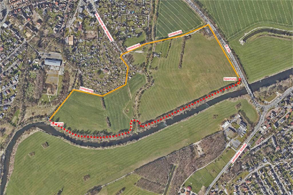 Bauarbeiten am Ruhrtalradweg: Beliebte Strecke für zwei Tage gesperrt Umleitung Ruhrtalradweg