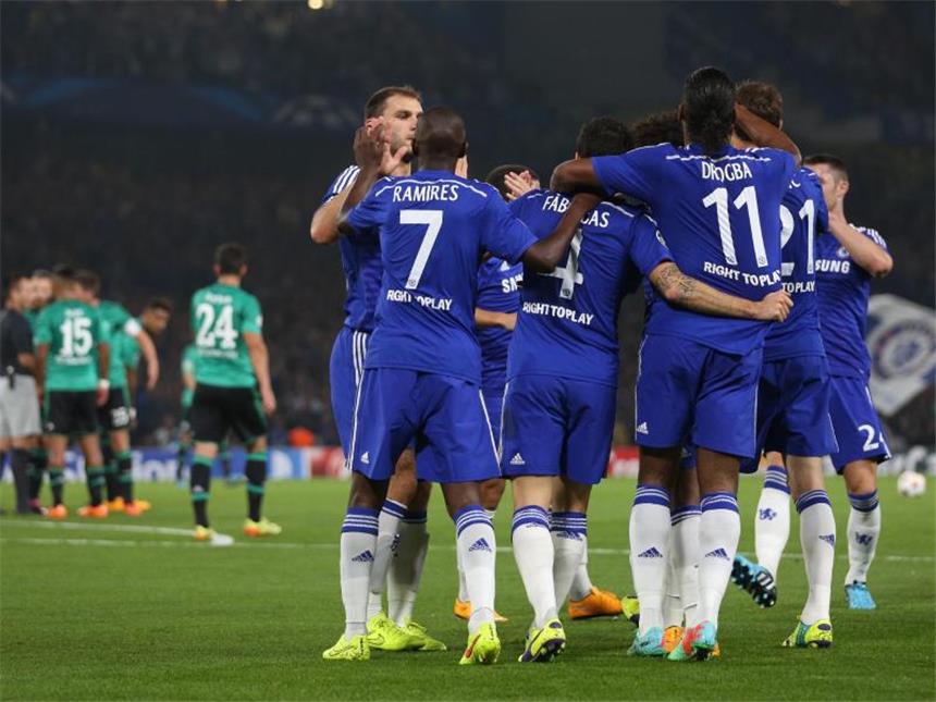 Schalker Ausrufezeichen: 1:1 beim FC Chelsea Während die Chelsea-Profis den Treffer feierten... Foto: Ina Fassbender