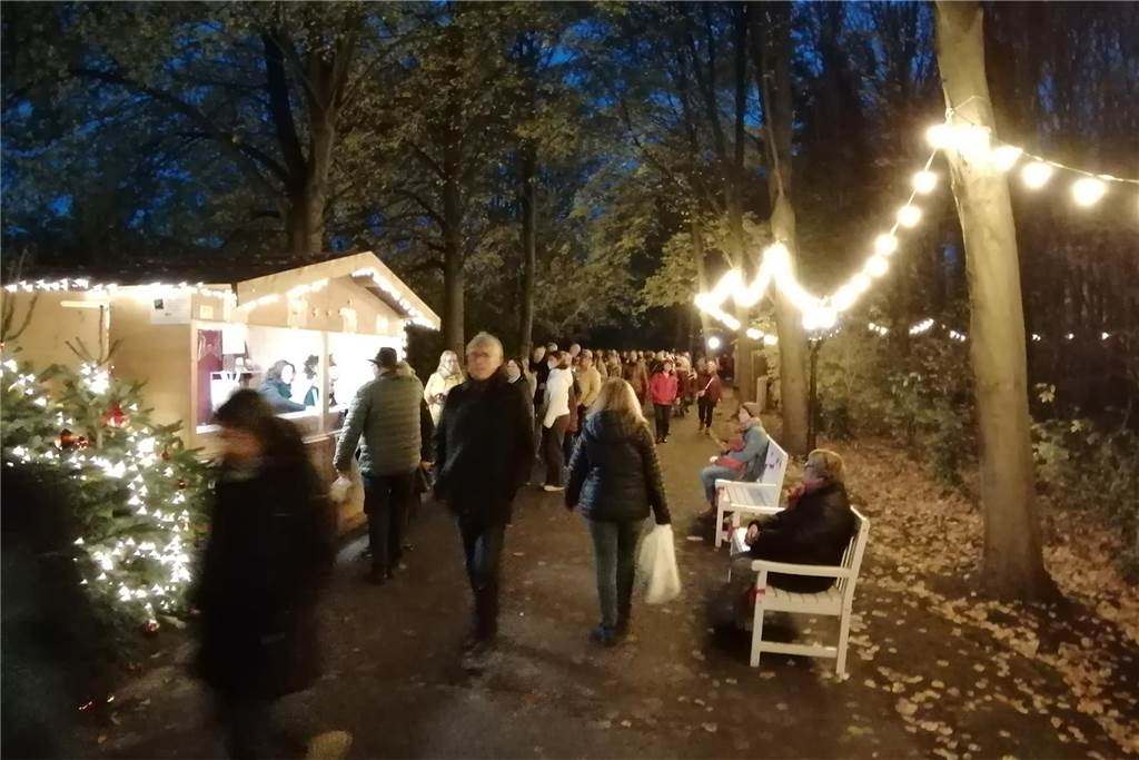 „Weihnachtsflair“ in Bodelschwingh: neues Sicherheits- und Verkehrskonzept Lange Schlange mit hunderten Menschen vor der Kasse auf der Zufahrt von Schloss Bodelschwingh.