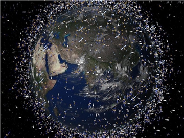 Weltraummüll früherer Weltraummissionen neben intakten Satelliten in Umlaufbahnen der Erde. Foto: ESA/Illustration