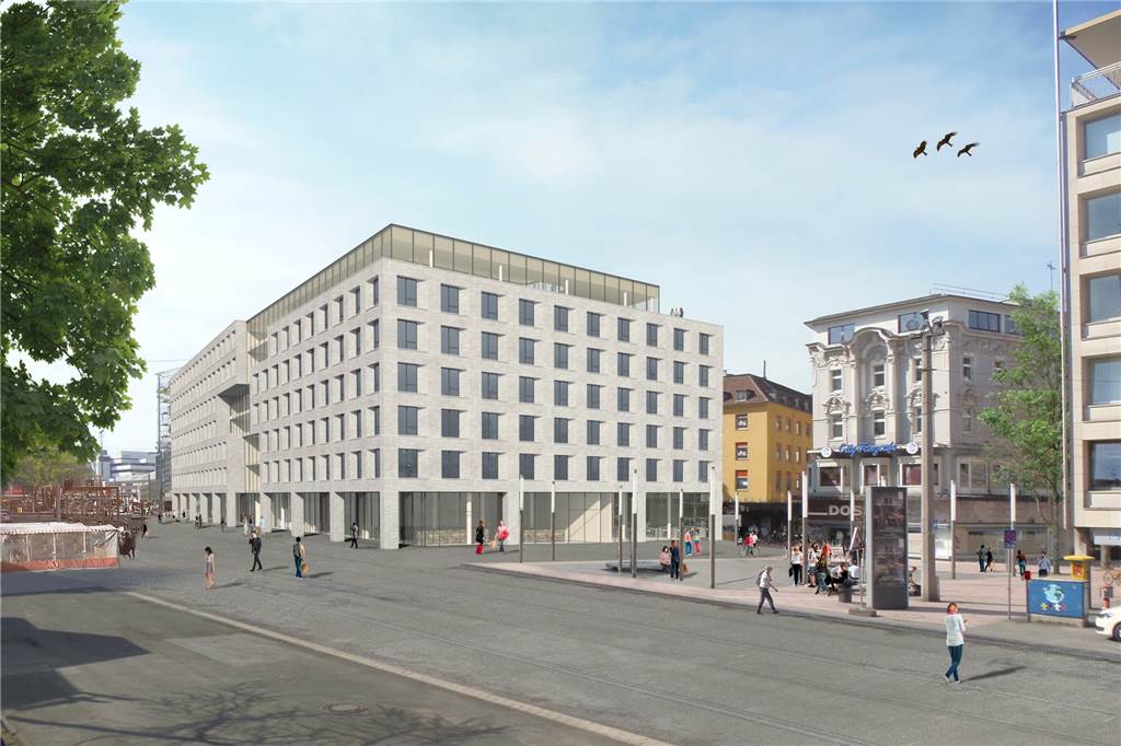 Endspurt: Riesen-Neubau in Dortmunds City wird bald enthüllt Wenn die Gerüste abgebaut werden, kommt diese Fassade an der Kampstraße zum Vorschein.