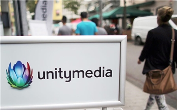 Werbeschild einer Unitymedia-Filiale in Köln. Foto: 