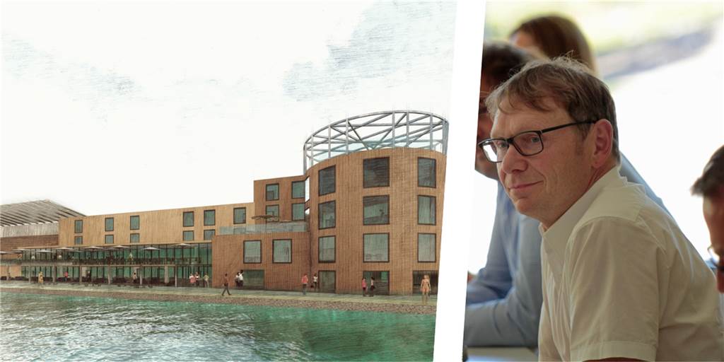 Stadt Werne will Sciencewave-Verein beitreten – Bürgermeister betont die Wichtigkeit Montage aus Lothar Christ und einem Entwurf für den Surfpark