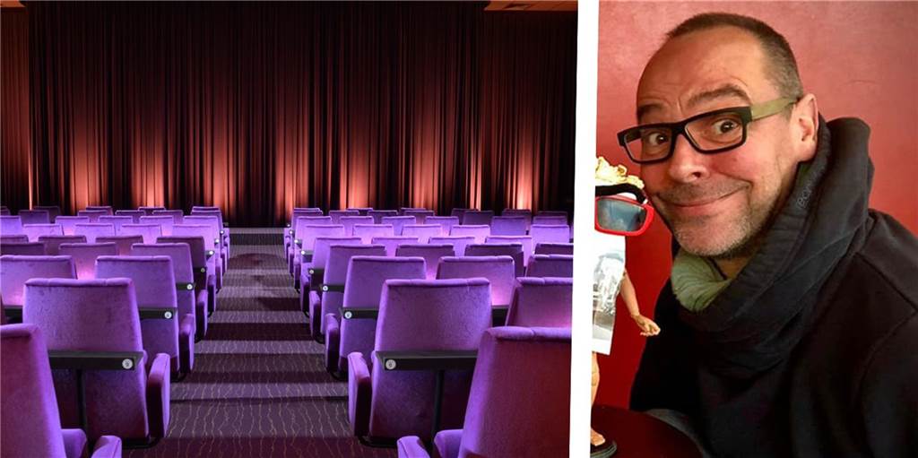 Kultkino in Werne: Wie geht’s weiter mit dem neuen Format? Fotomontage: Kinobetreiber Wido Wagner neben dem Saal Nummer 1.