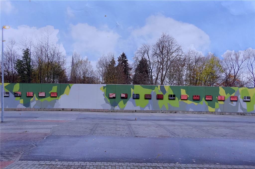 Neue Schallschutzwand an der Rohrmeisterei nimmt Form und Farbe an Wie auf diesem Plan dargestellt soll die Wand mal aussehen: Es gilt noch, 20 Kacheln mit Fotos der Rohrmeisterei anzubringen, und eine mit den Vornamen aller Beteiligten, so Erich Füllgrabe.