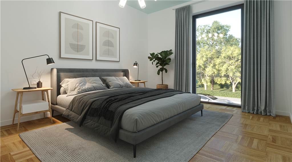 Altstadtnahe Immobilien: Bauherr zieht selbst ein und sucht Nachbarn Eine Visualisierung zeigt einen Entwurf für das Schlafzimmer in einem der sanierten Häuser.