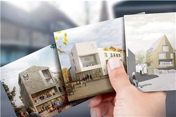 Wie soll das neue Olfener Rathaus aussehen? Das sind die drei Entwürfe (v. l.) von DBCO, behet bondzio lin architekten und Feja+Kemper.