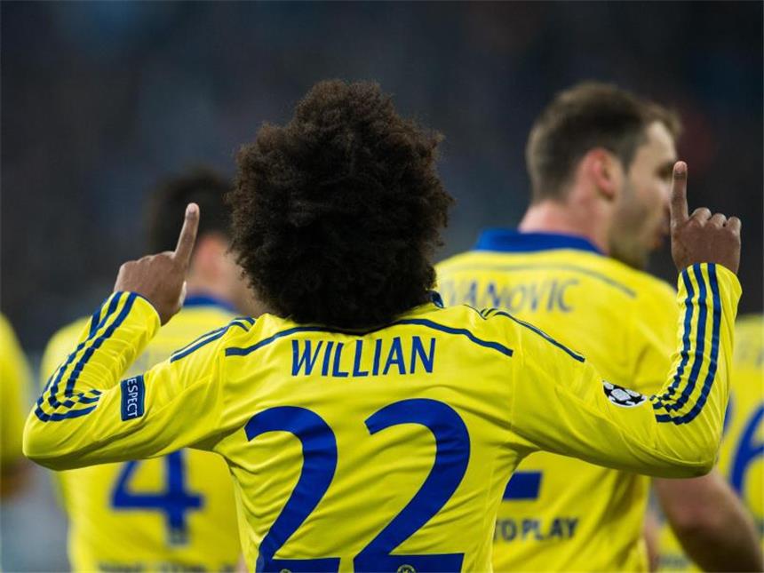 Schalke-Blamage gegen Chelsea - Heldt: «Nicht akzeptabel» Willian erzielte das 2:0 für den FC Chelsea. Foto: Bernd Thissen