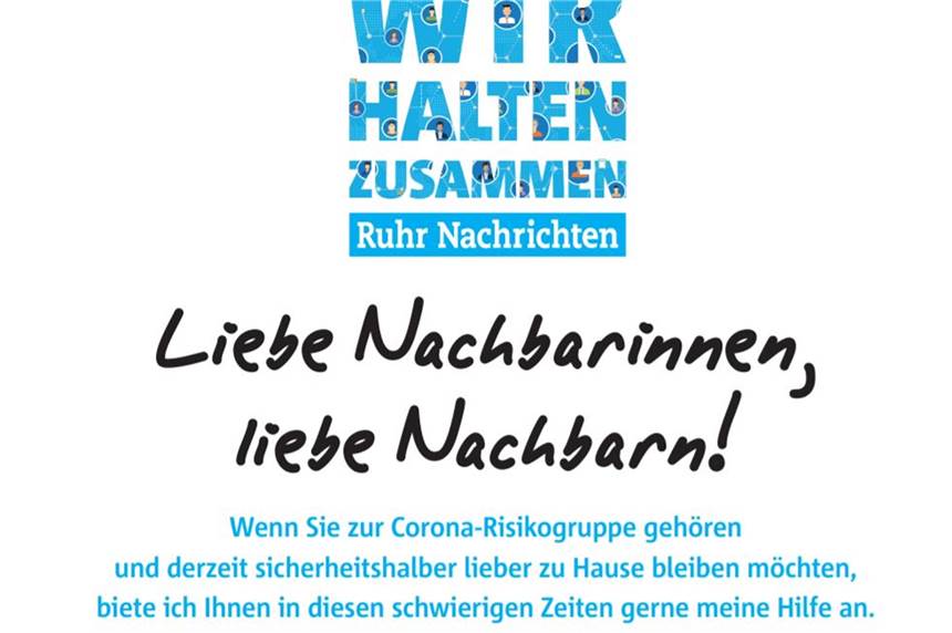 Wir halten zusammen: Hilfsaktionen für besonders gefährdete Menschen in der Corona-Krise Wir halten zusammen: Mit diesem Poster wollen wir vernetzen.