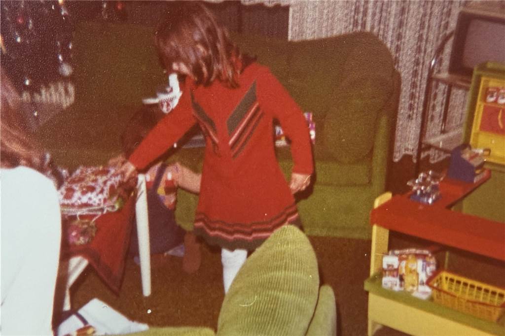 Altes Foto einer Weihnachtsfeier.