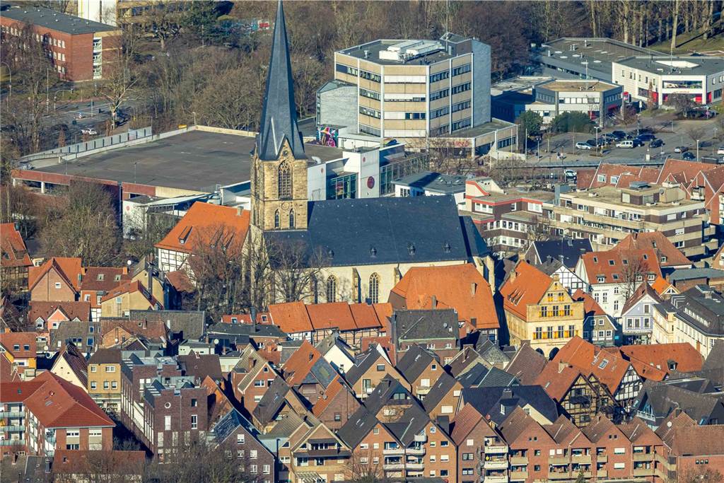 Wird Wohnen in Werne noch teurer? Sachstand zur Grundsteuerreform Luftbild, St. Christophorus Kirche, Stadtverwaltung Stadthaus, Altstadt, Werne
