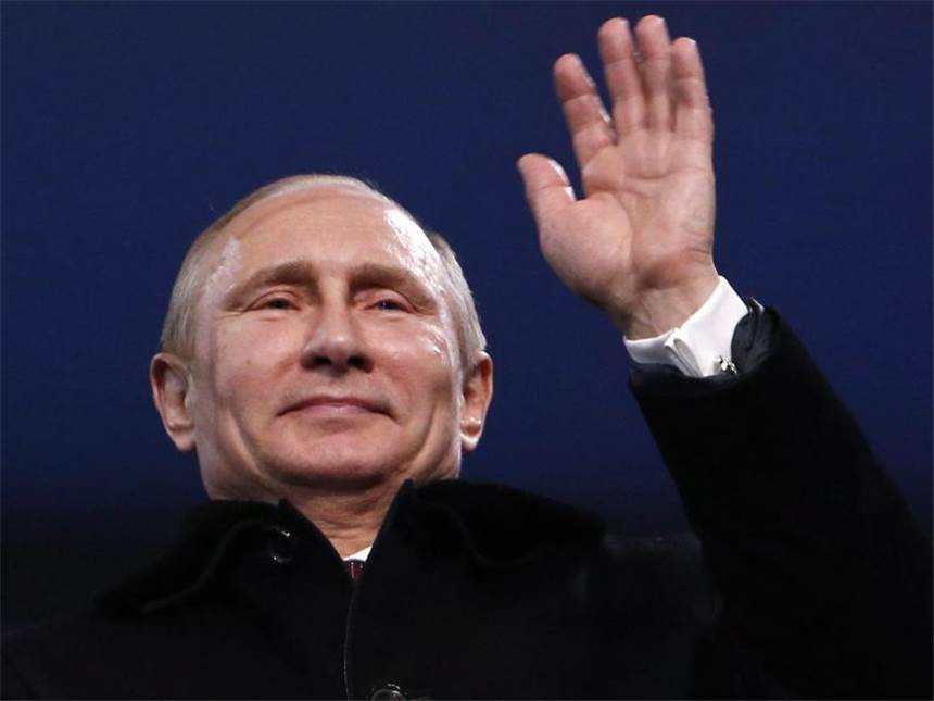 Putin weist Kritik an Olympia-Ort Sotschi zurück Wladimir Putin ließ sich während der Eröffnungsshow feiern. Foto: Barbara Walton