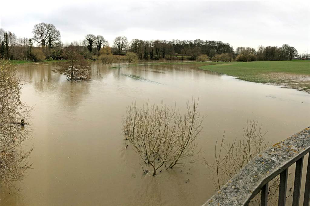 Berkelanrainer in Stadtlohn blicken sorgenvoll aufs Hochwasser Wo ist das Flussbett, und wo sind die Wiesen und Äcker: Am Montag sind in Estern die Grenzen im wahrsten Sinne des Wortes "verschwommen".