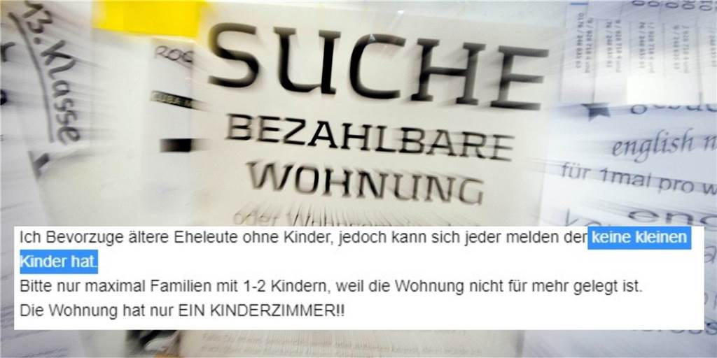 Wohnungsanzeige aus Bergkamen (Ausriss): Mietinteressenten können sich melden, sofern sie „keine kleinen Kinder“ haben.