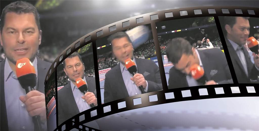 Sportjahr 2020: Vor Corona nerven Sabine und Yulia in den ersten drei Monaten Yorck Polus bei seinem Einsatz am Rande des Handball-EM-Spiels zwischen Deutschland und den Niederlanden. Der Becklemer bekam beim Einwerfen der deutschen Mannschaft während der Live-Moderation einen Ball an den Kopf und war binnen Sekunden wieder da.