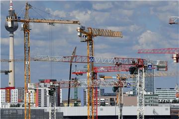 Zahlreiche Baukräne in Berlin. Die Bauindustrie erlebt einen kräftigen Schub. Foto: Jens Kalaene