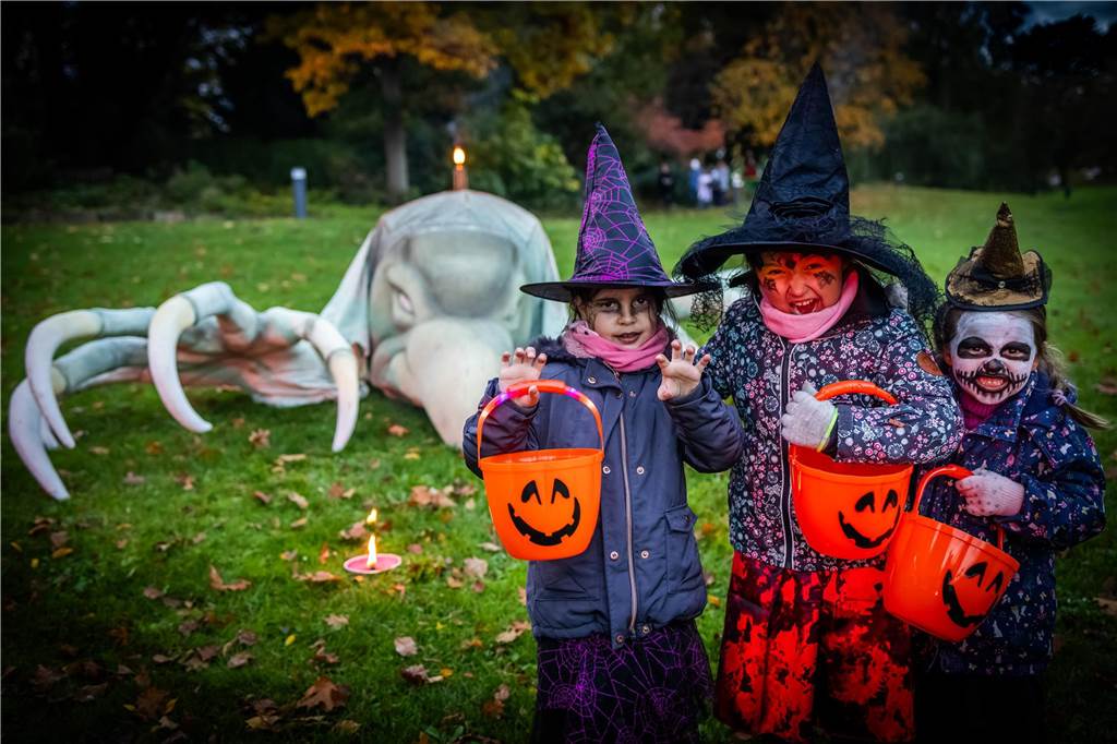 Zahlreiche verkleidete Kinder bevölkerten als Hexen, Zombies, Teufel und Superhelden den Gruselspaß im Westfalenpark an Halloween.