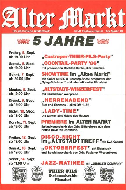 Wie der Alte Markt von Dortmund nach Castrop-Rauxel kam Zehn Tage lang Dauerparty gab es im Alten Markt zum fünften Geburtstag der Kneipe.