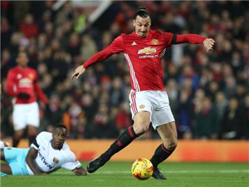 Zlatan Ibrahimovic trifft für Manchester United im Ligapokal gegen West Ham United. Foto: Nigel Roddis