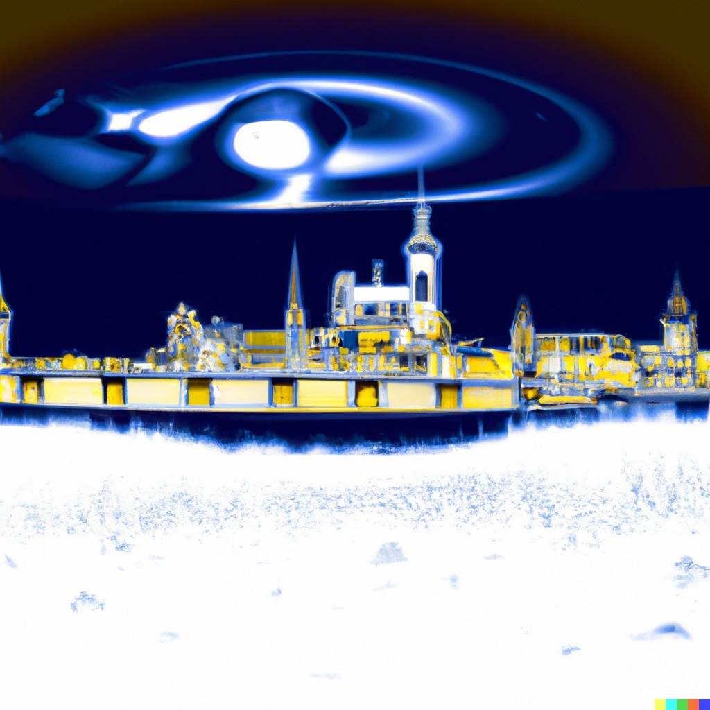 Eine Illustration einer futuristischen Version von Castrop-Rauxel. 