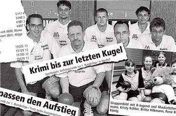 Zur Saison 2003/04 waren die Sportkegler Castrop-Rauxel mit (Foto oben, v.l.) Karsten Detert, Frank Ocwirk, Rüdiger Mikolon, Eckhard Wigge, Matthias Gronwald, Jörg Kappel und Ulrich Eudenbach nah dran an der 1. Liga. Unterdessen begann die spätere Junioren-Weltmeisterin Annika Hilkmann (Foto unten, l.) im B-Jugend-Team der SK mit dem Kegelsport.